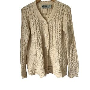 Women's Cream Cable Knit Sweater fisherman knit